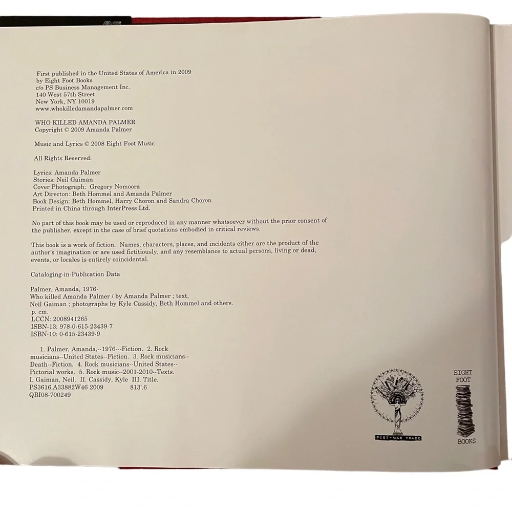 Who Killed Amanda Palmer Autographed Signed Limited Edition 2009 Hard Cover Book